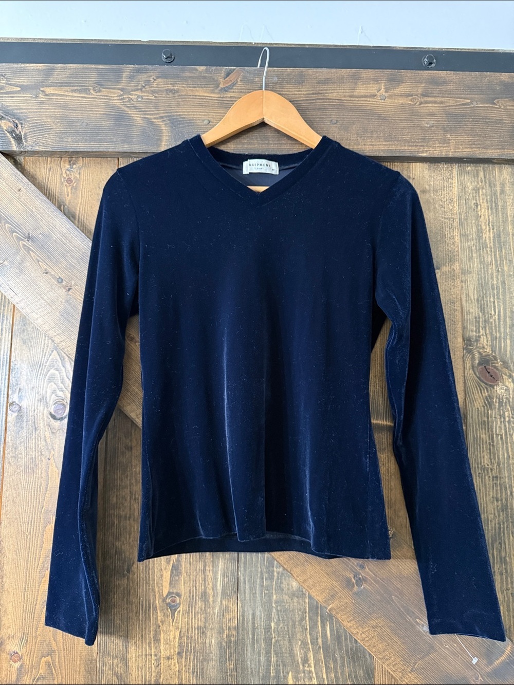 EQUIPMENT T-Shirt Velvet V-neck Long Sleeve Top - Picture 2 of 5